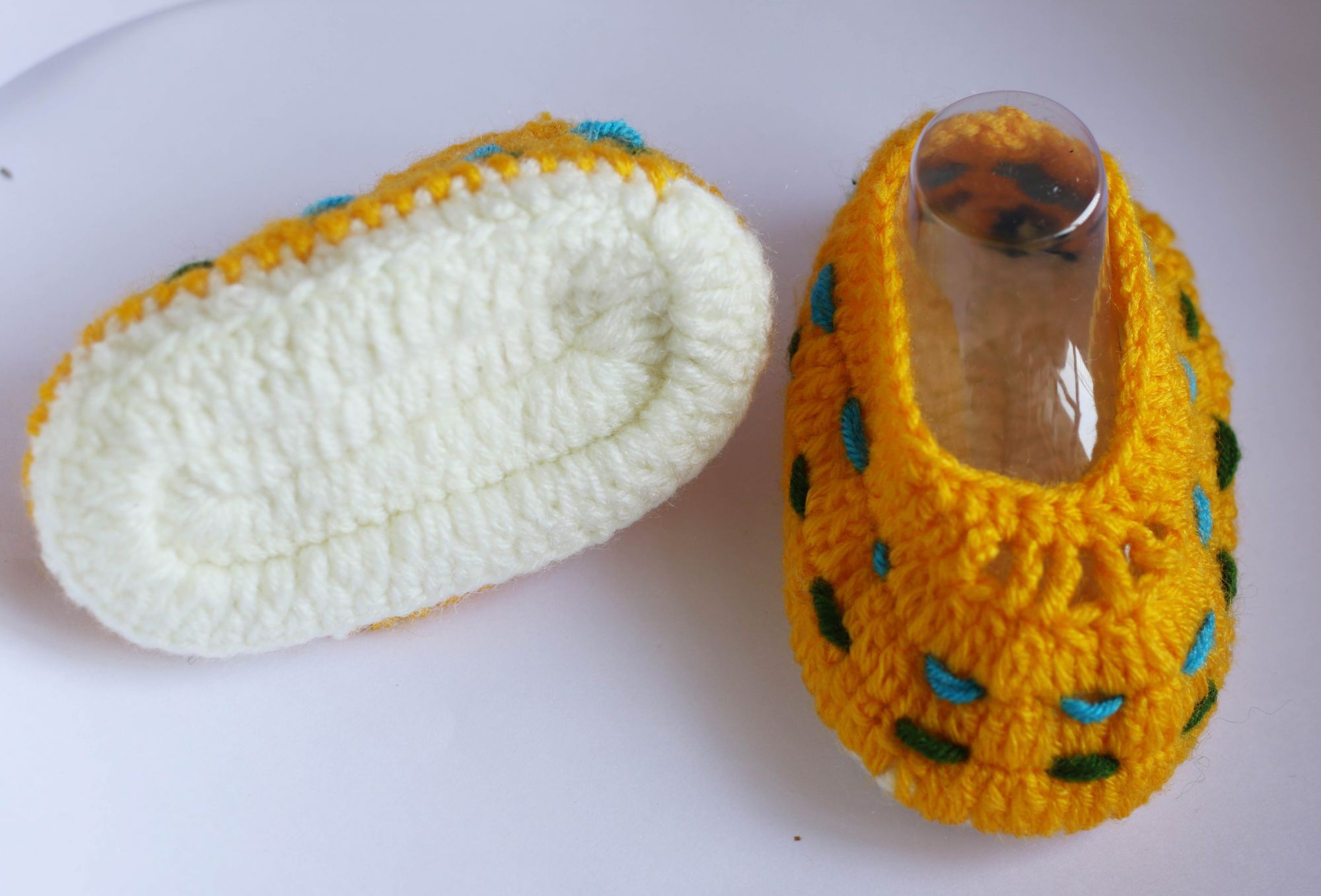Woonie Yellow Handmade Woolen Booties