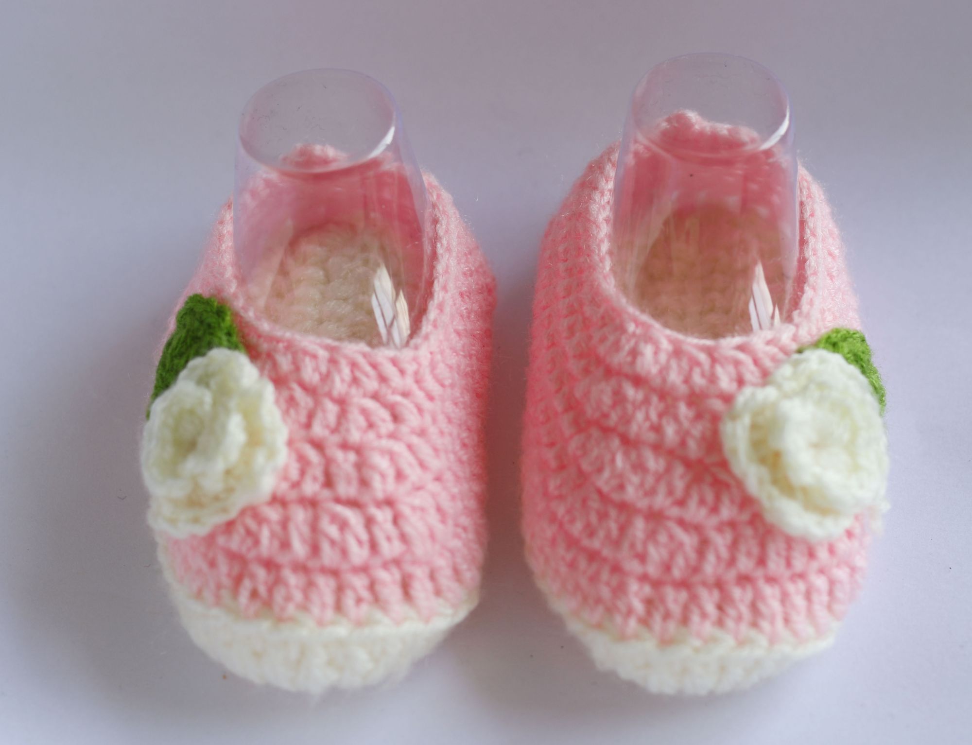 Woonie Pink Floral Handmade Woolen Booties