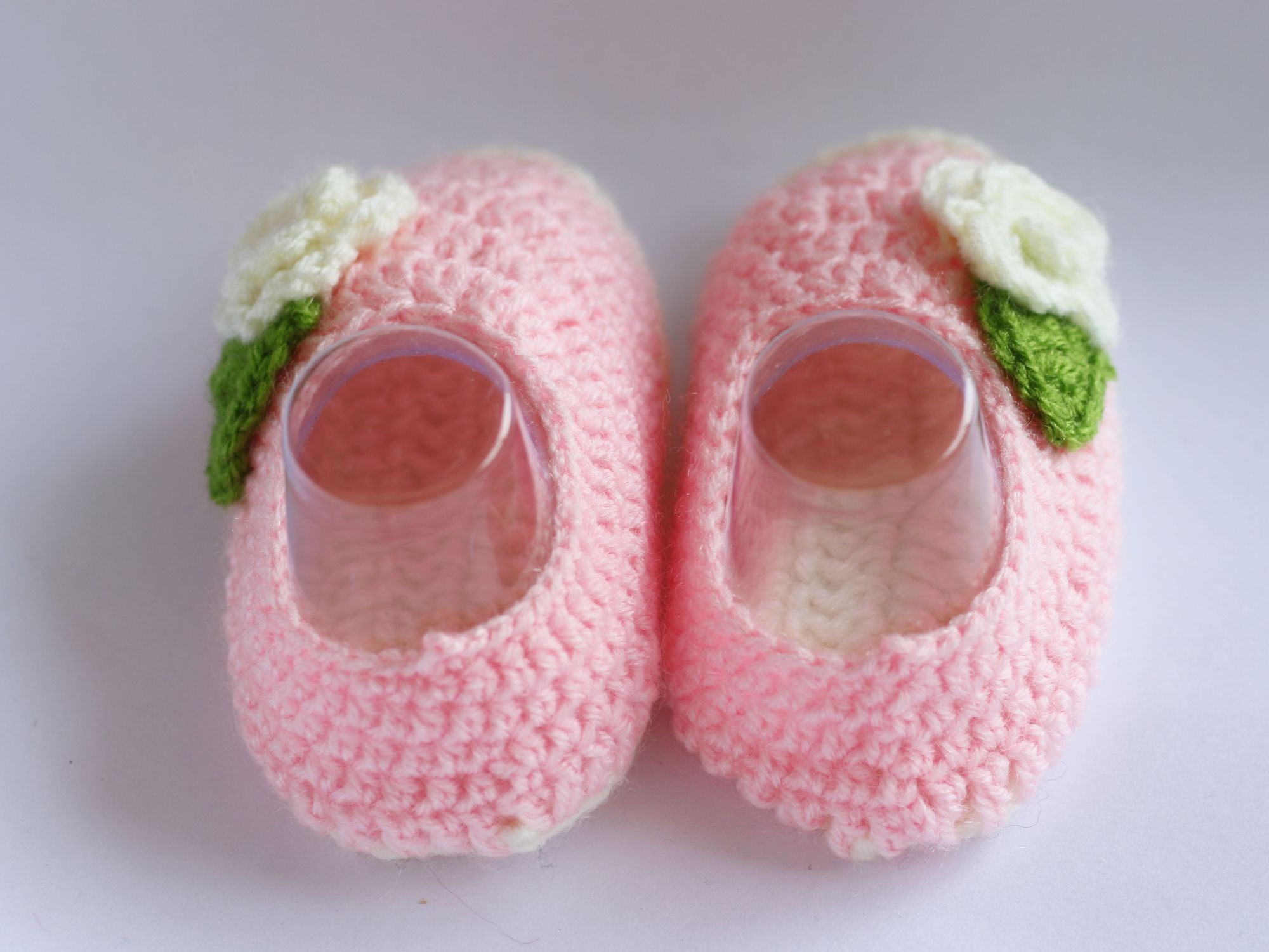 Woonie Pink Floral Handmade Woolen Booties