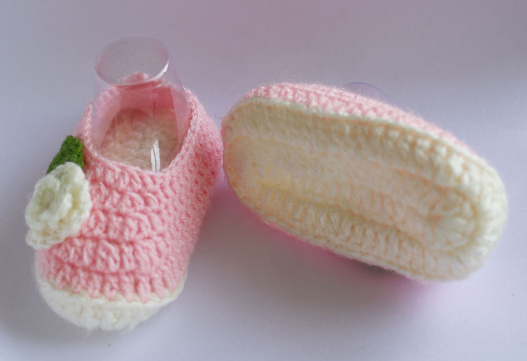 Woonie Pink Floral Handmade Woolen Booties