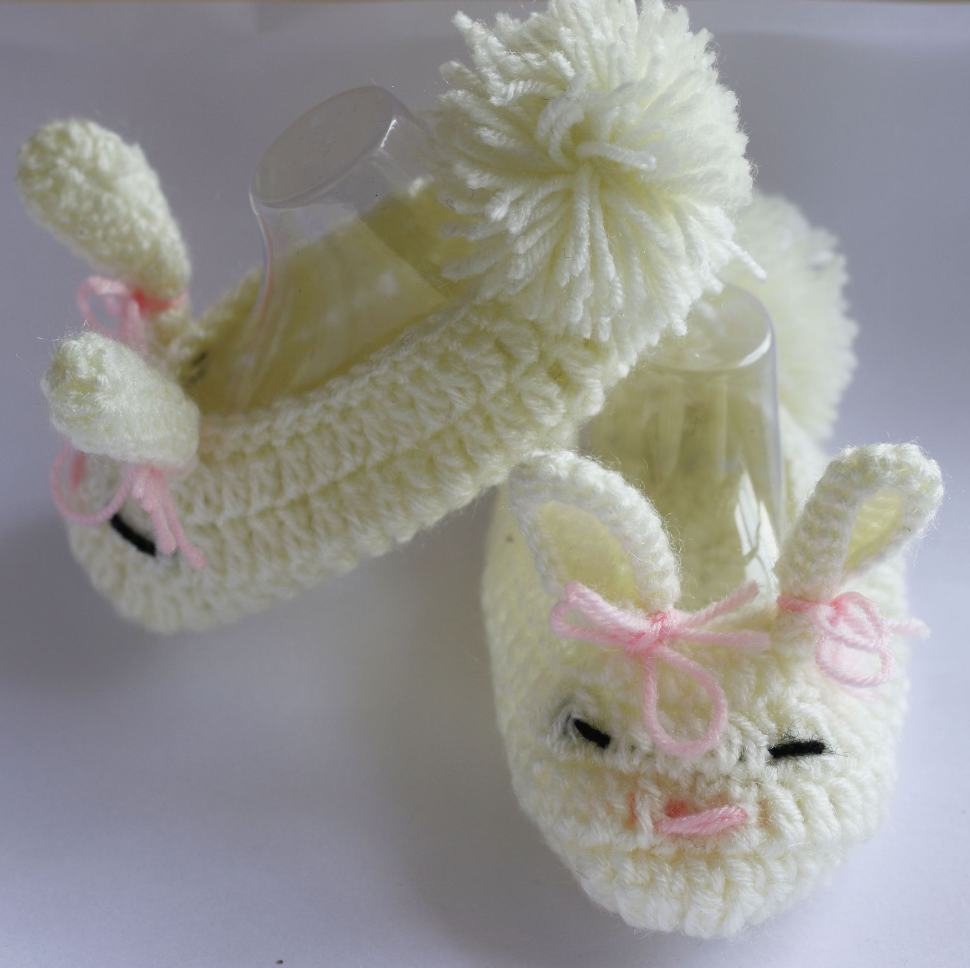 Woonie Bunny Pom Pom Handmade Woolen Booties