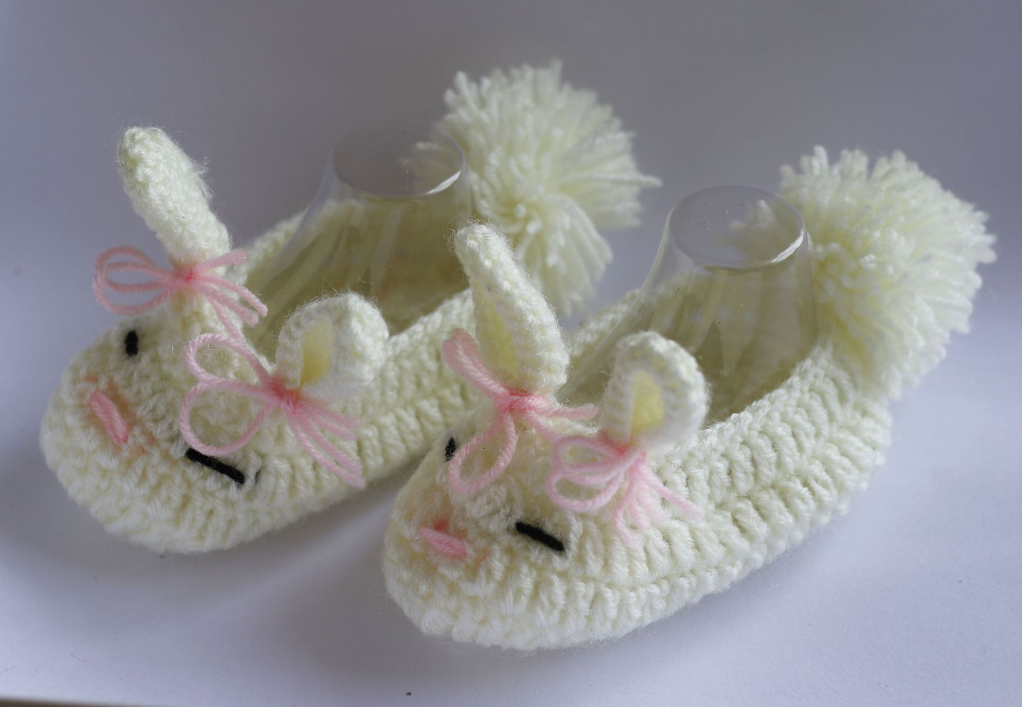 Woonie Bunny Pom Pom Handmade Woolen Booties