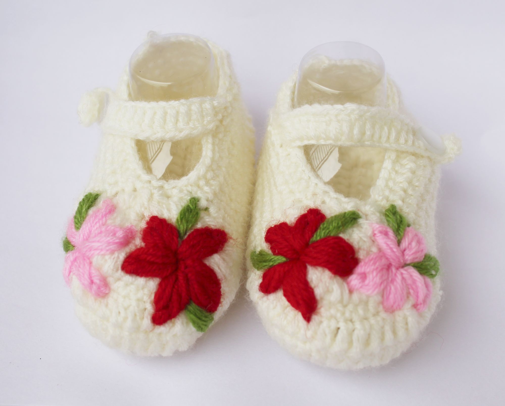 Woonie Floral Embroidered Handmade Woolen Booties