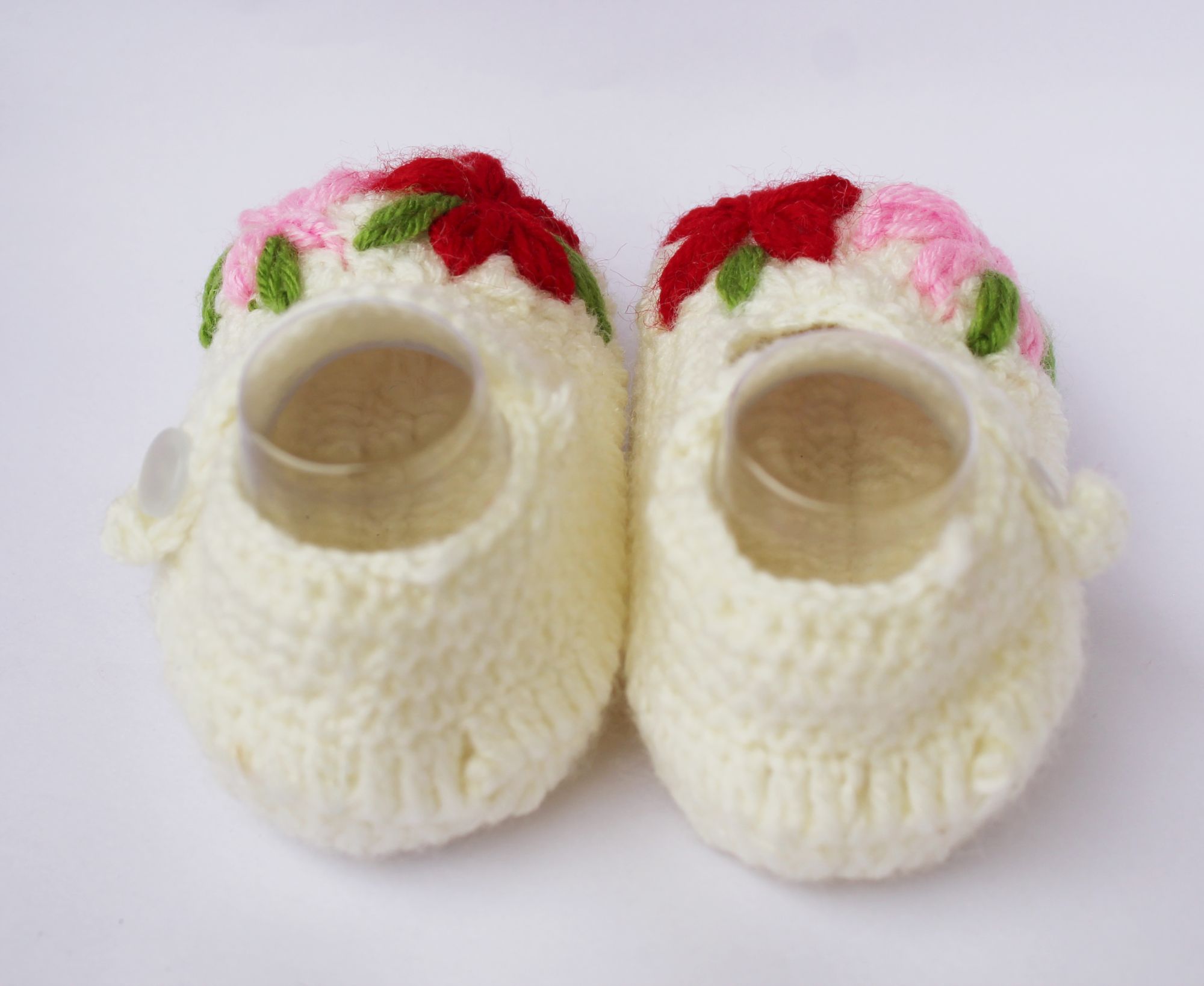 Woonie Floral Embroidered Handmade Woolen Booties