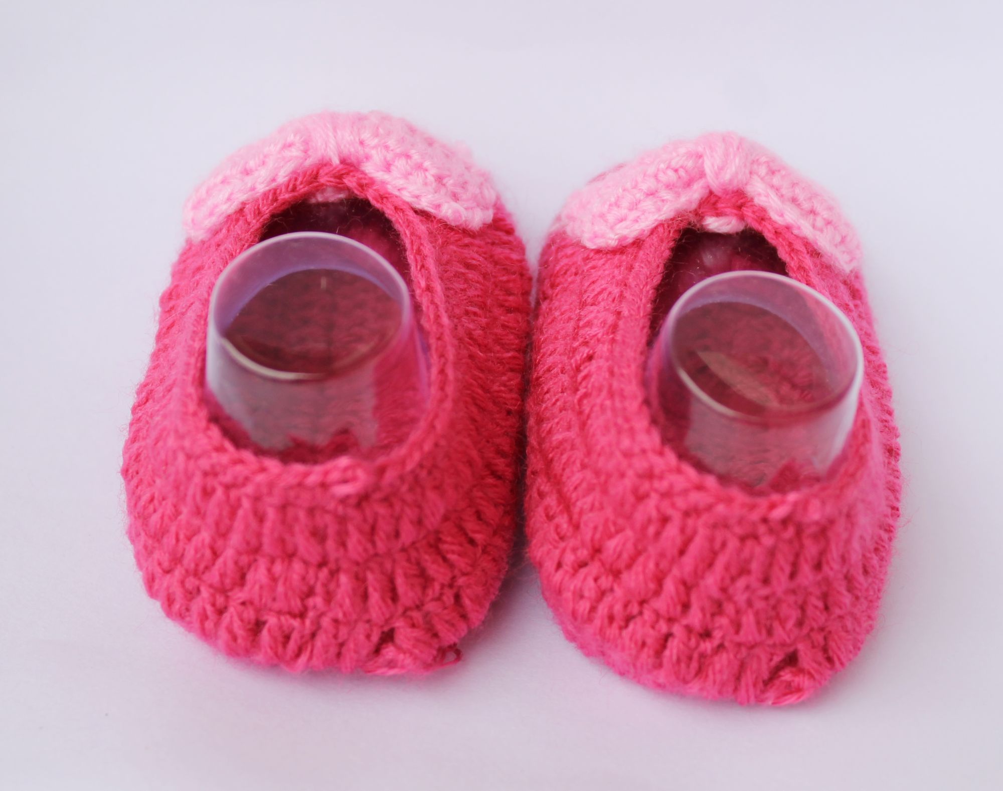 Woonie Pink Bow Handmade Woolen Booties