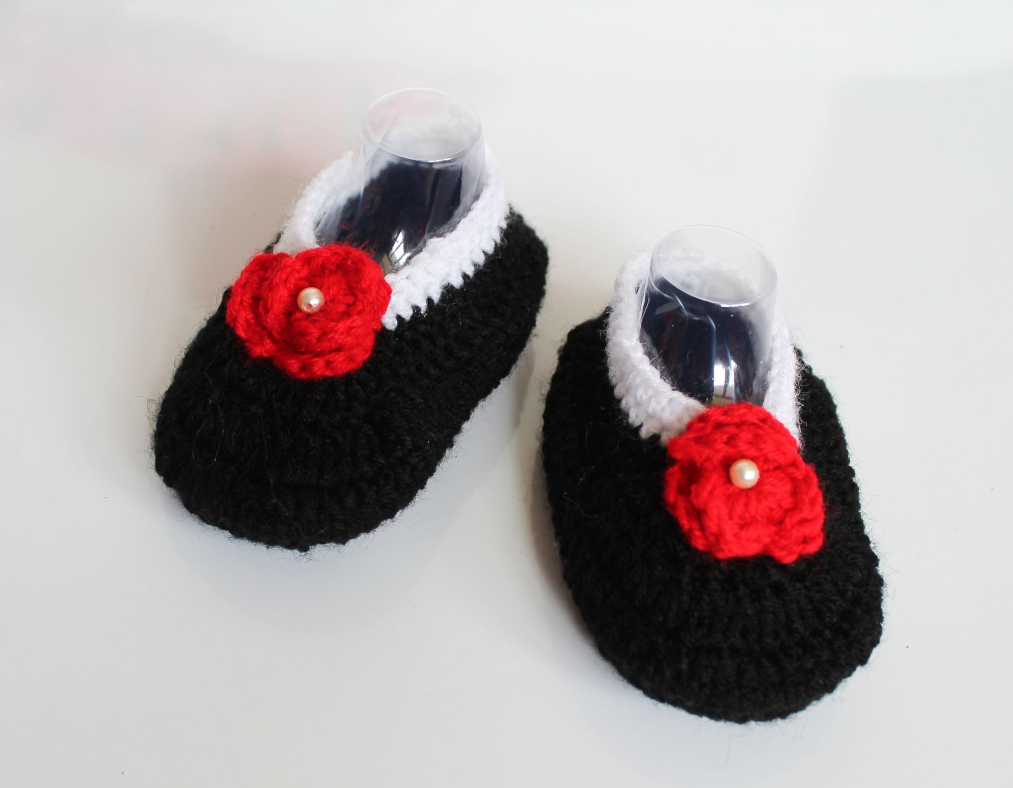 Woonie Handmade Black Floral Booties