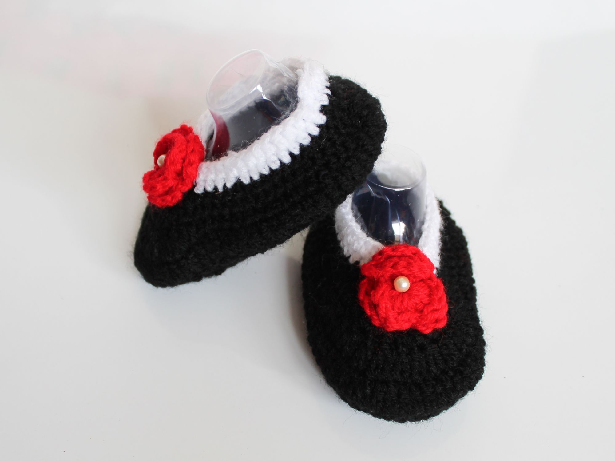 Woonie Handmade Black Floral Booties