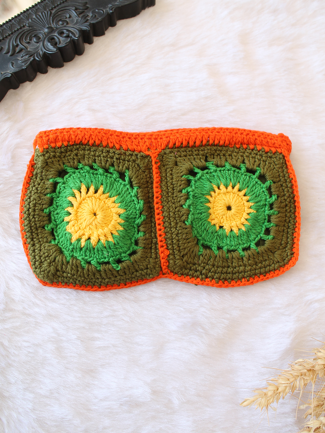 Woonie Floral Crochet Designed Bag - Green