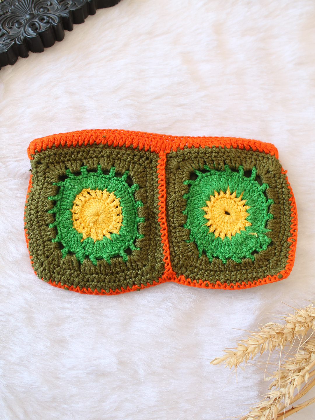 Woonie Floral Crochet Designed Bag - Green