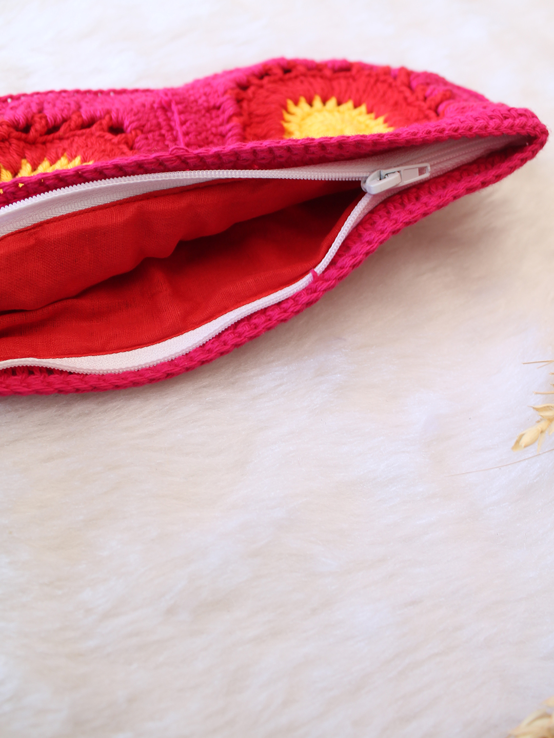 Woonie Floral Crochet Designed Bag - Red
