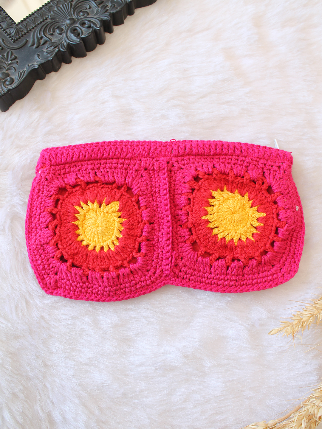 Woonie Floral Crochet Designed Bag - Red
