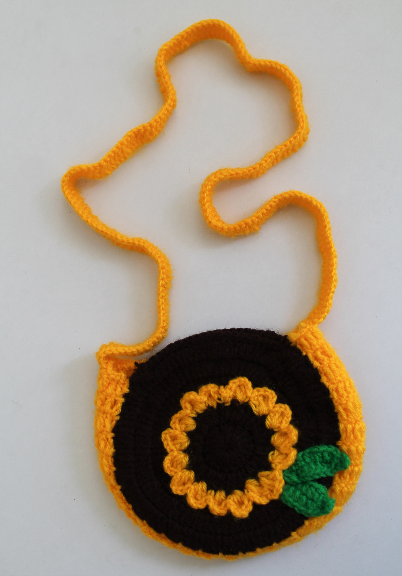 Woonie Handmade Sunflower Design Sling Bag - Brown