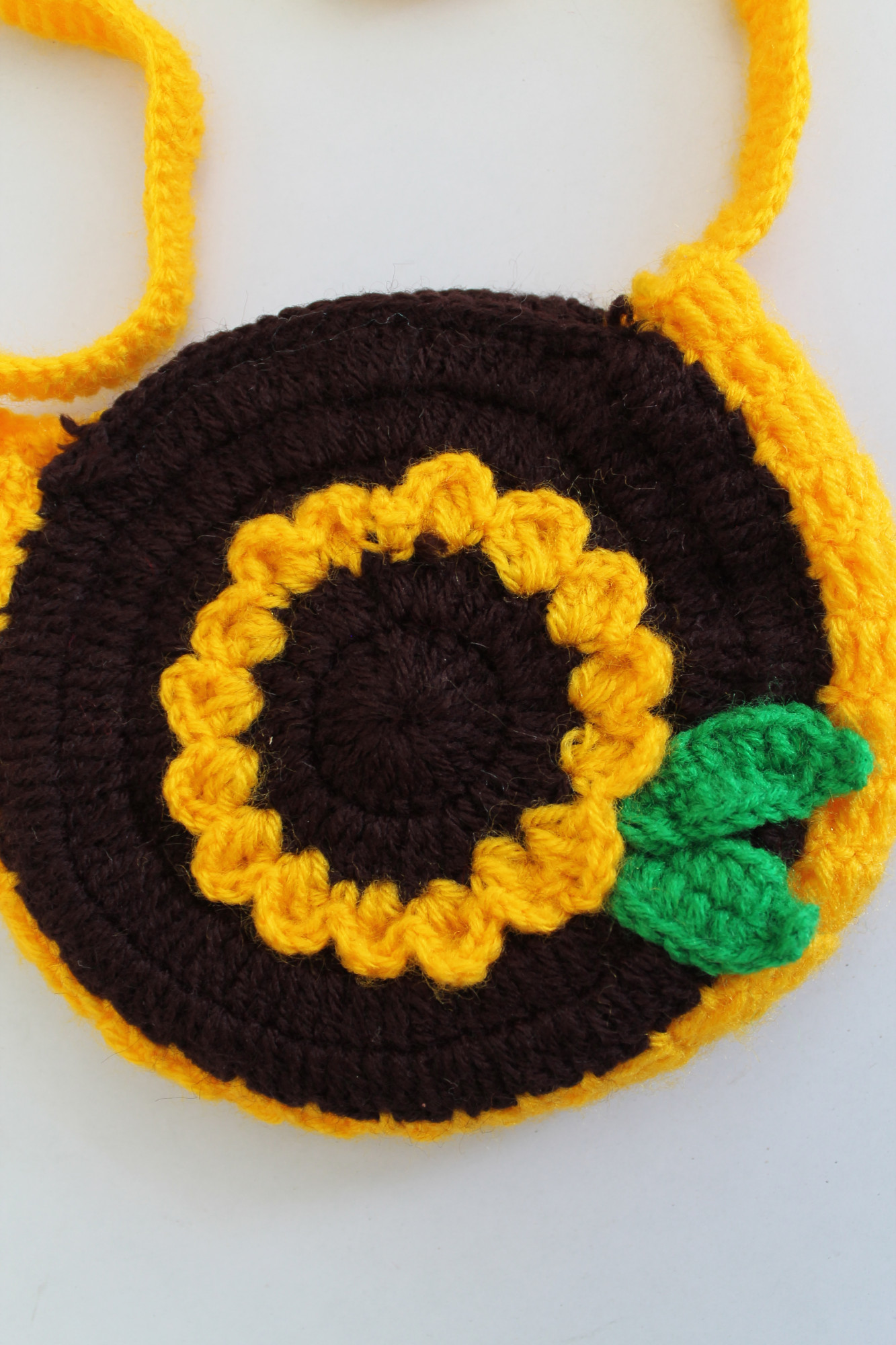 Woonie Handmade Sunflower Design Sling Bag - Brown