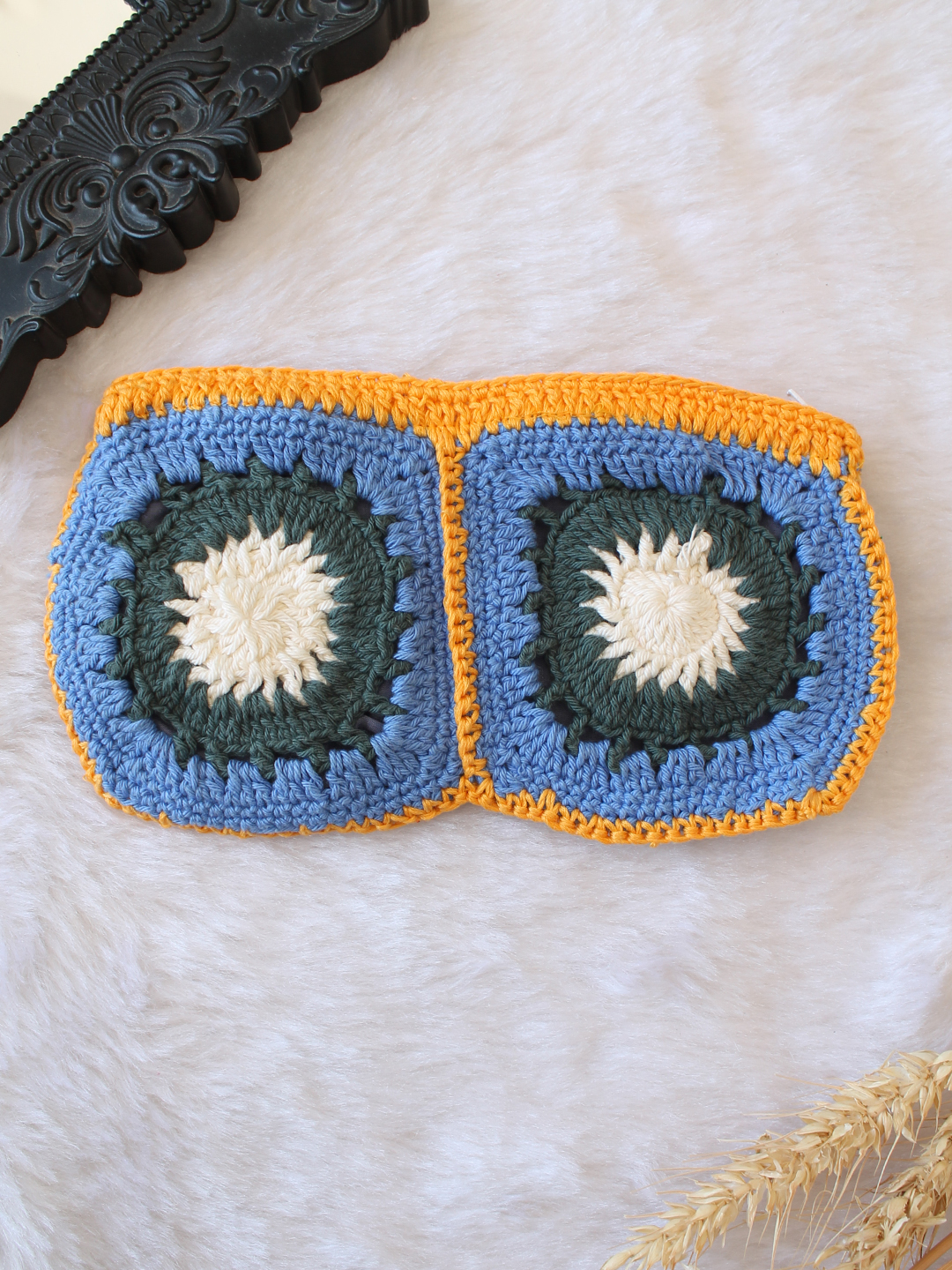 Woonie Floral Crochet Designed Bag - Blue