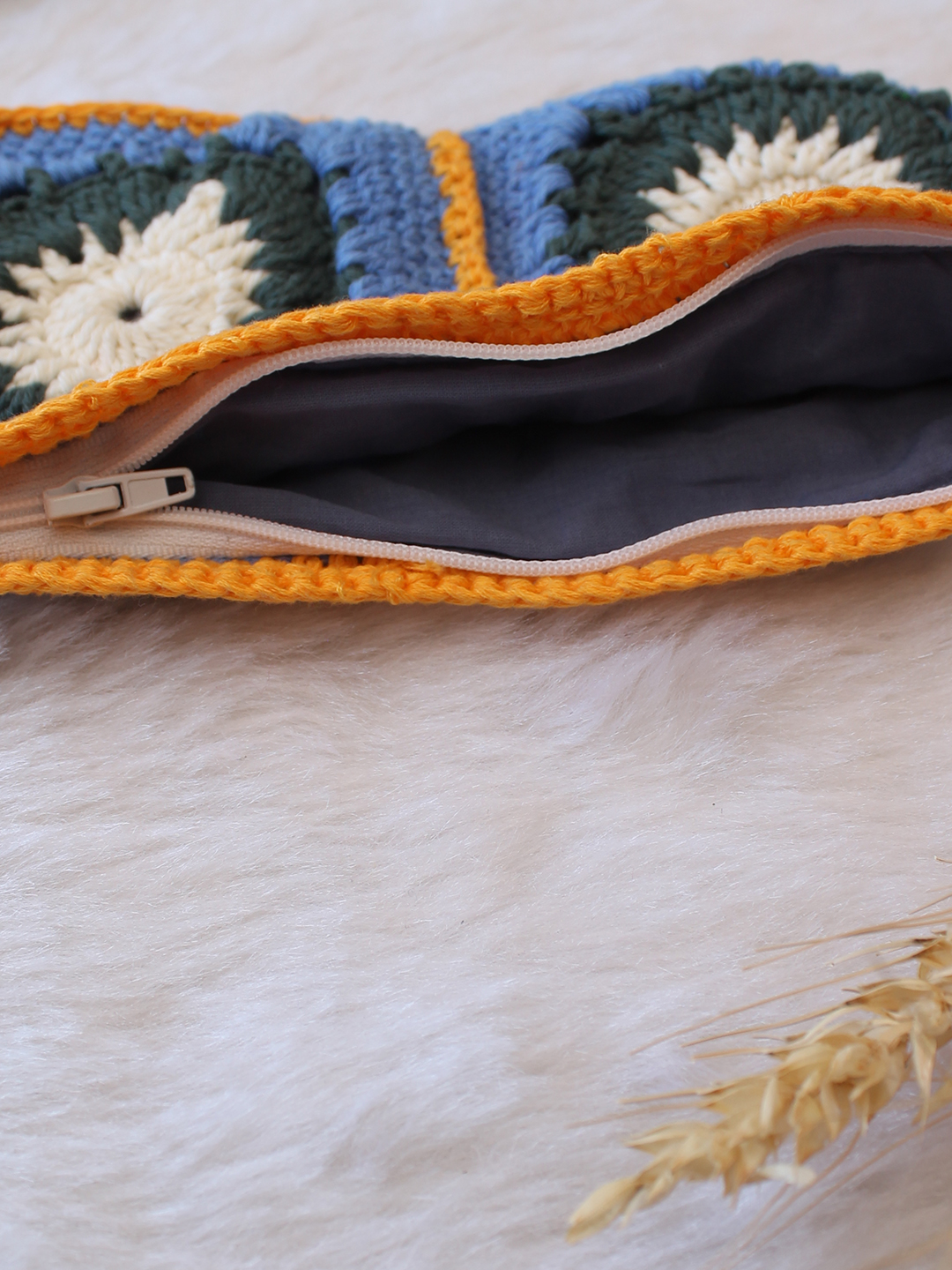 Woonie Floral Crochet Designed Bag - Blue