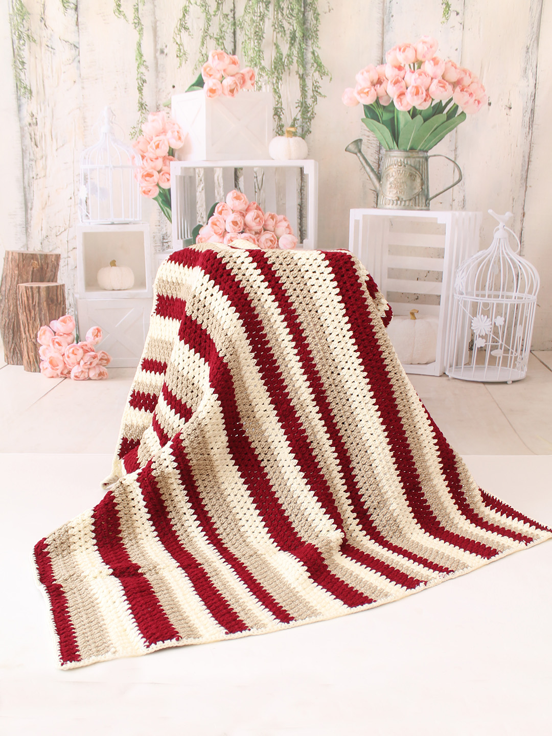 Woonie Striped Blanket - Maroon