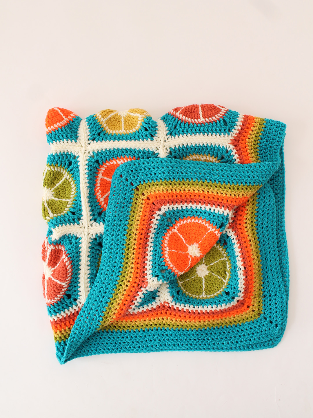 Woonie Handmade Orange and Lemon Fruit Blanket - Multi