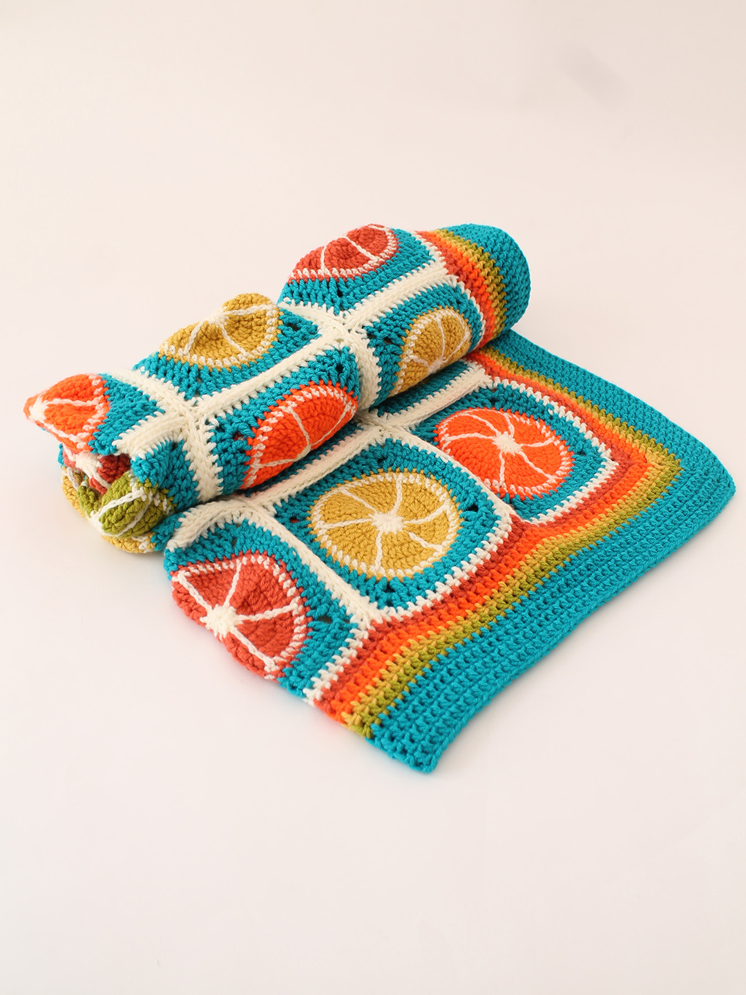 Woonie Handmade Orange and Lemon Fruit Blanket - Multi