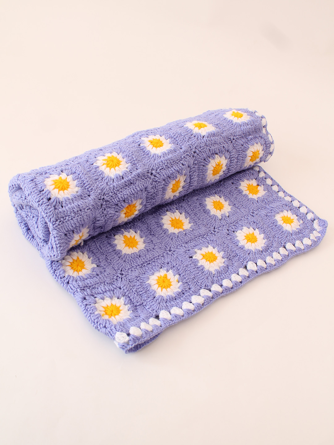 Woonie Handmade Granny Square Crib Blanket - Purple
