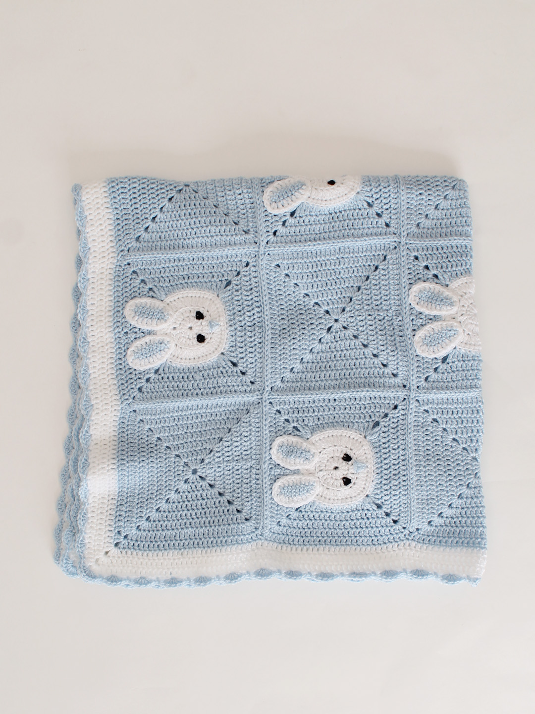 Woonie Handmade Bunny Crib Blanket - Blue