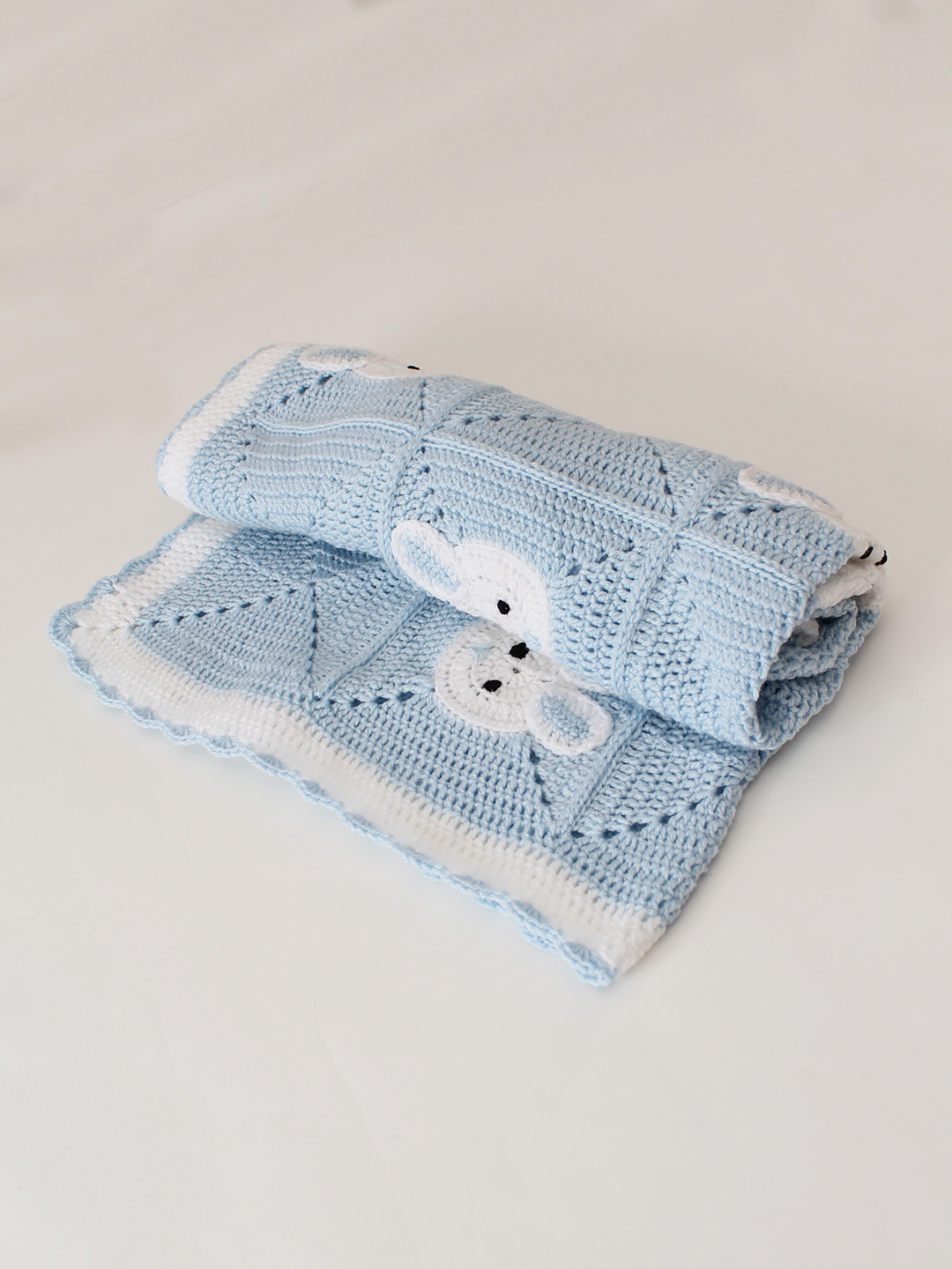 Woonie Handmade Bunny Crib Blanket - Blue