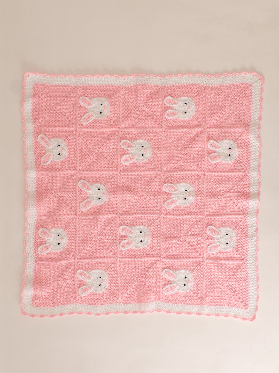 Woonie Handmade Bunny Crib Blanket - Pink