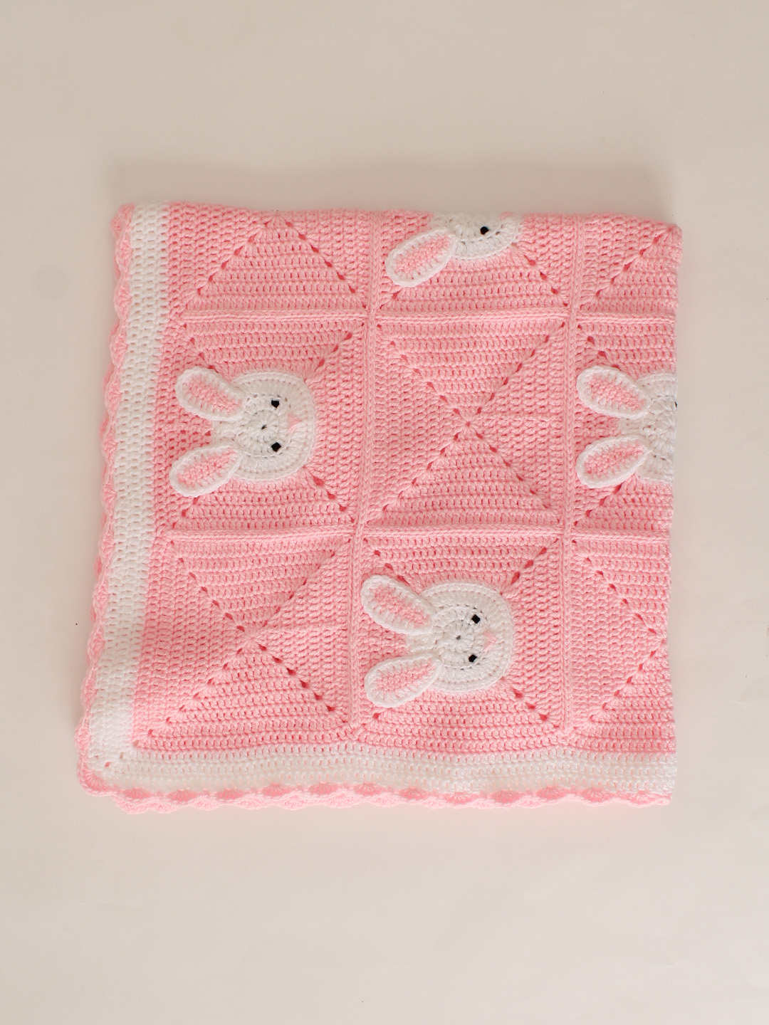 Woonie Handmade Bunny Crib Blanket - Pink