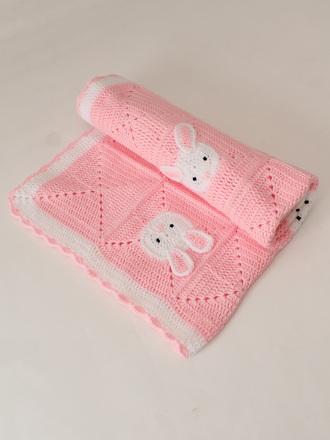 Woonie Handmade Bunny Crib Blanket - Pink