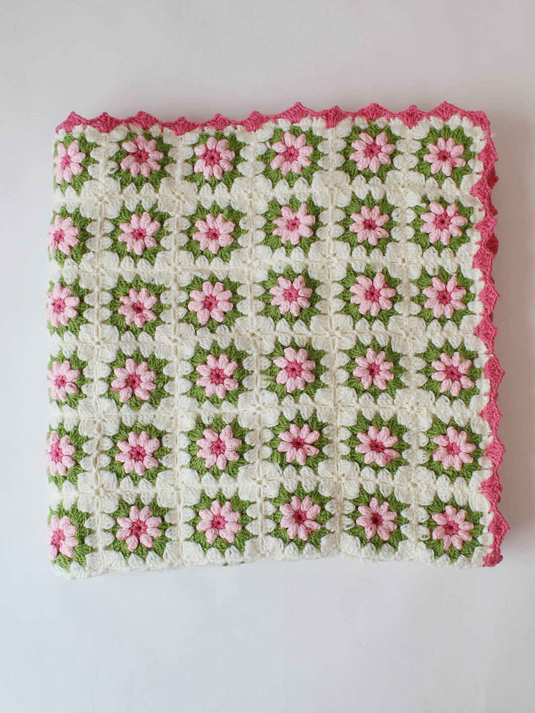 Woonie Handmade Floral Blanket 4040 inch - Cream