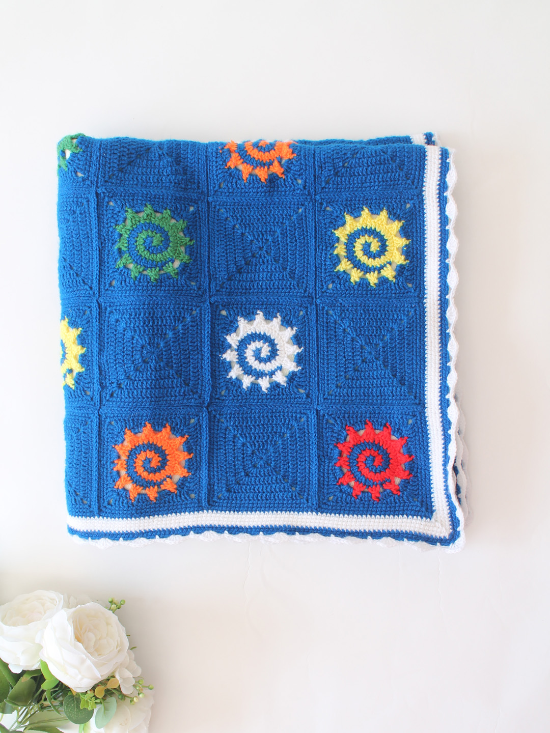 Woonie Handmade Crochet Blanket with Lining 40*40 inch