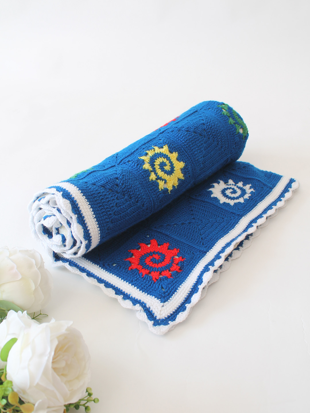 Woonie Handmade Crochet Blanket with Lining 40*40 inch