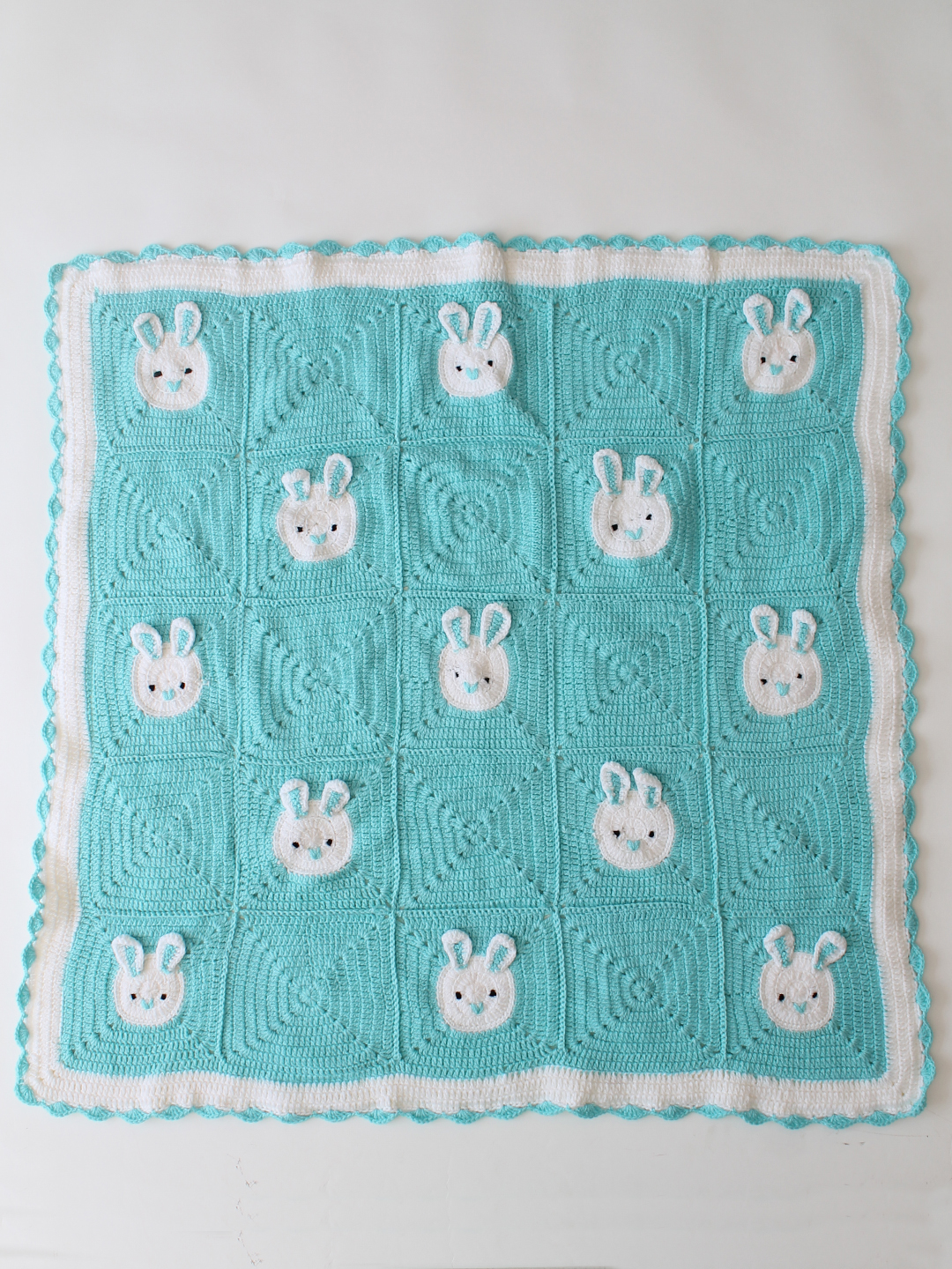 Woonie Handmade Bunny  Blanket  with Lining 40*40 inch - Blue