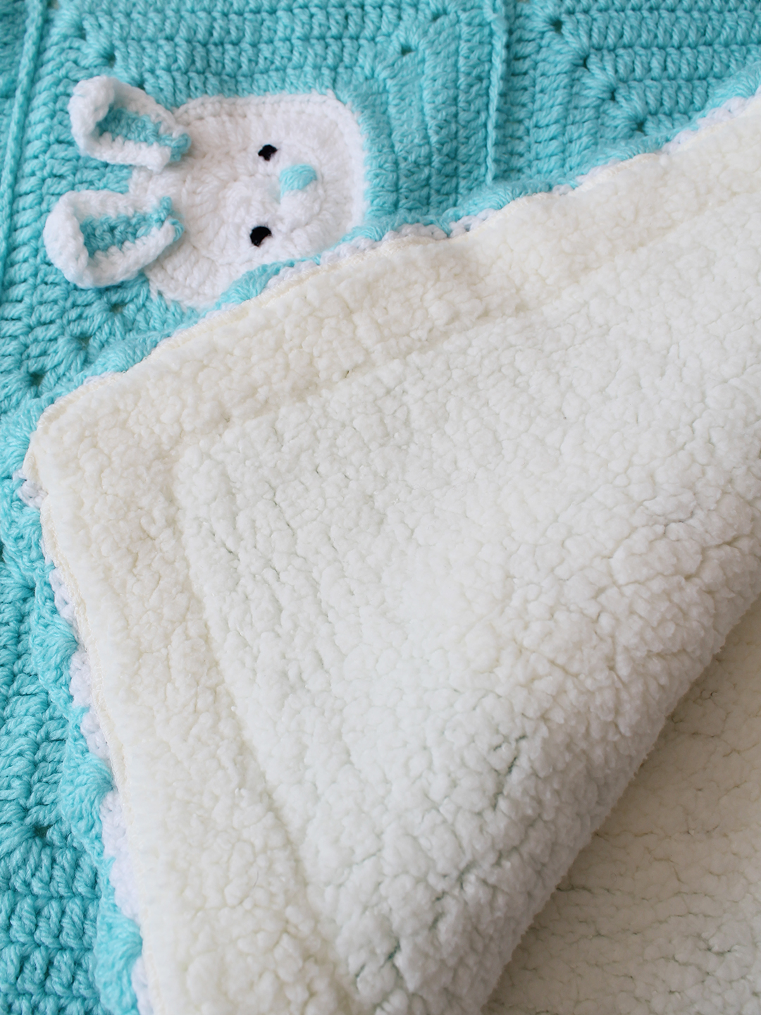 Woonie Handmade Bunny  Blanket  with Lining 40*40 inch - Blue