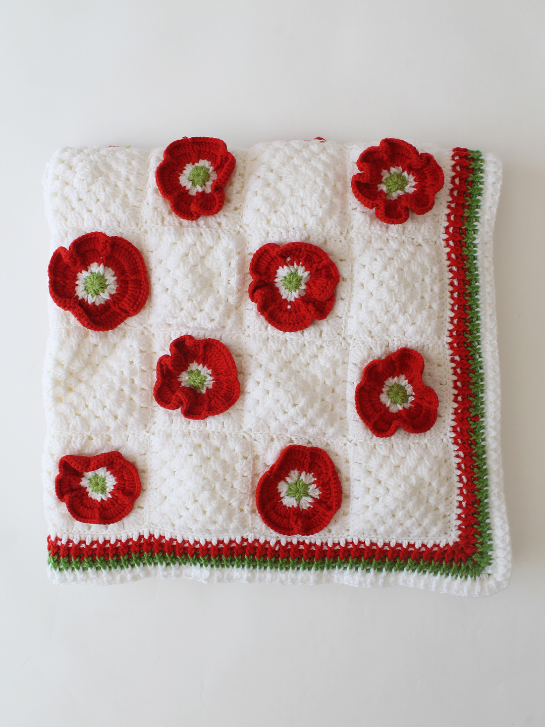 Woonie Handmade Floral Blanket 40*40 inch - Cream