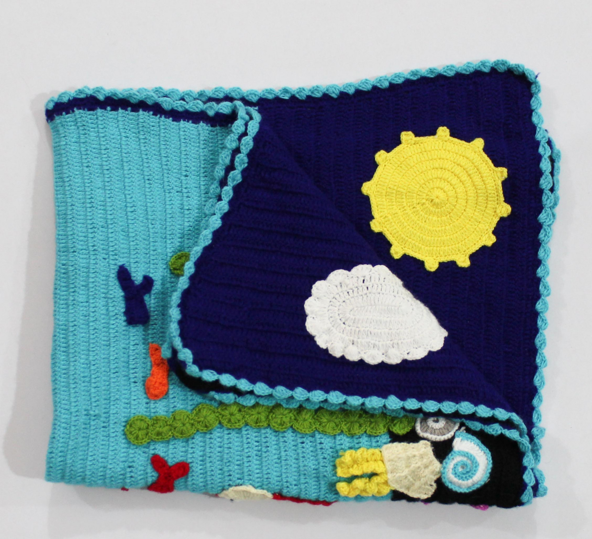 Woonie Handmade Aqualife Theme 40*40 inch Blanket - Blue