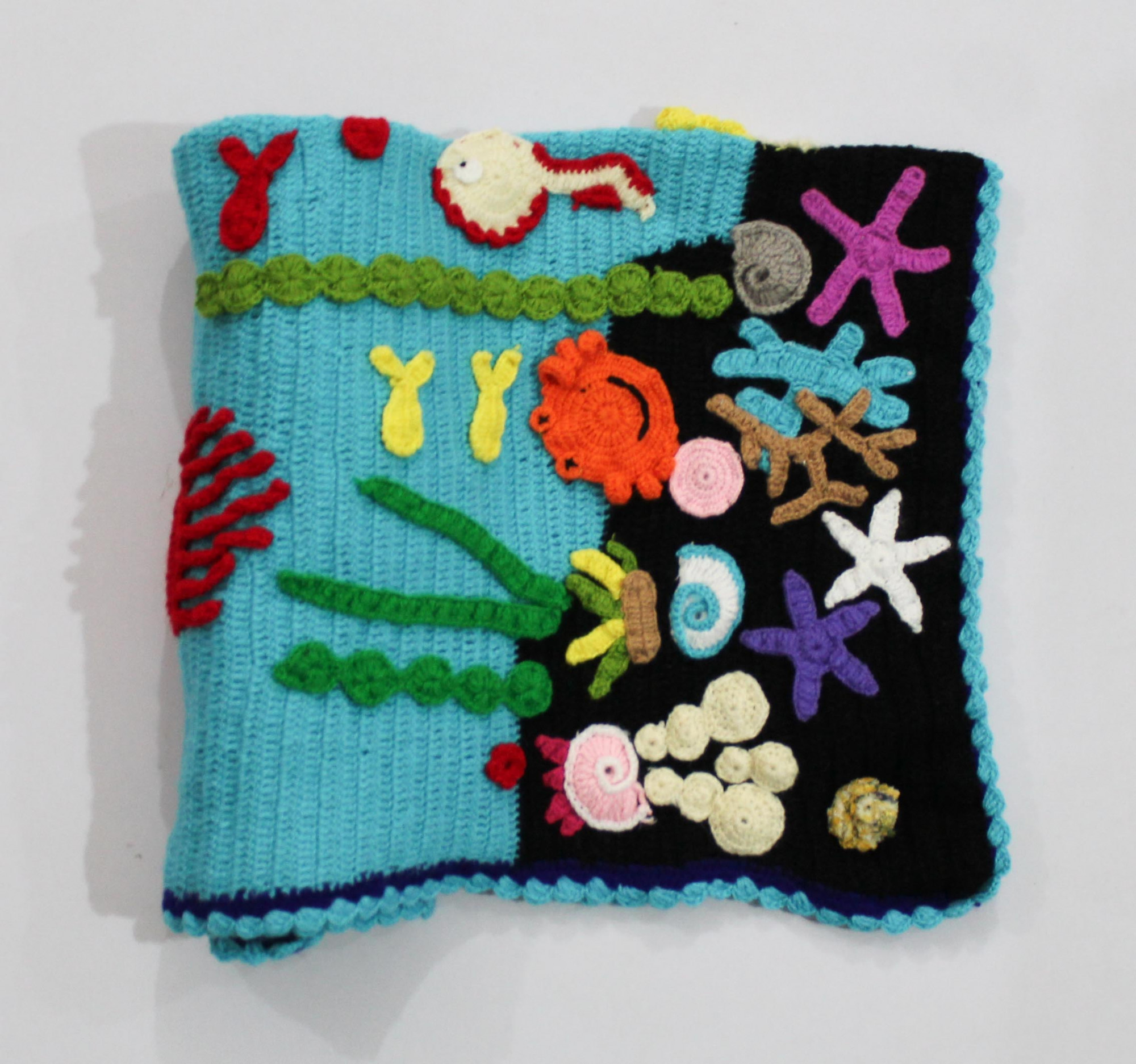 Woonie Handmade Aqualife Theme 40*40 inch Blanket - Blue