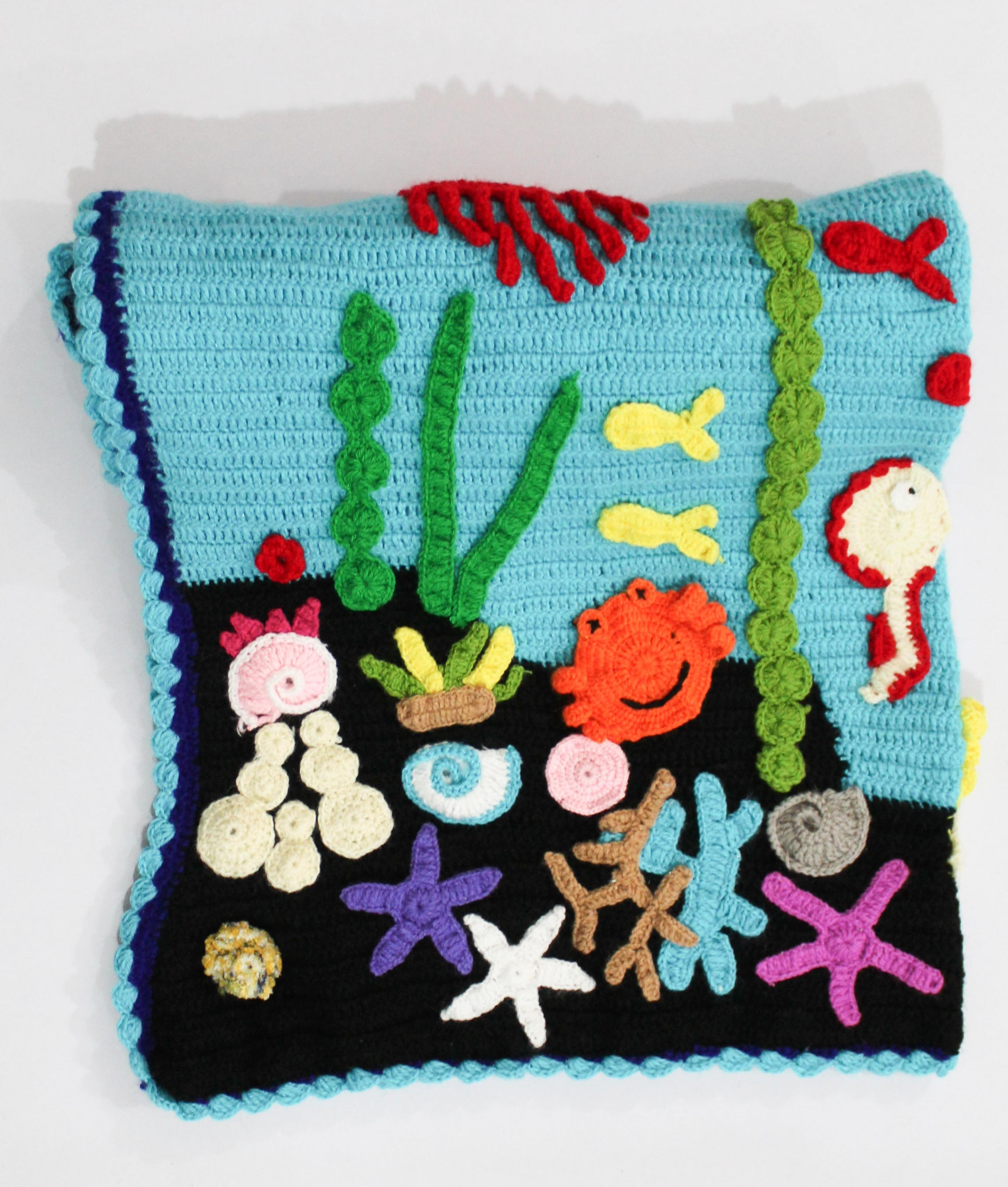 Woonie Handmade Aqualife Theme 40*40 inch Blanket - Blue