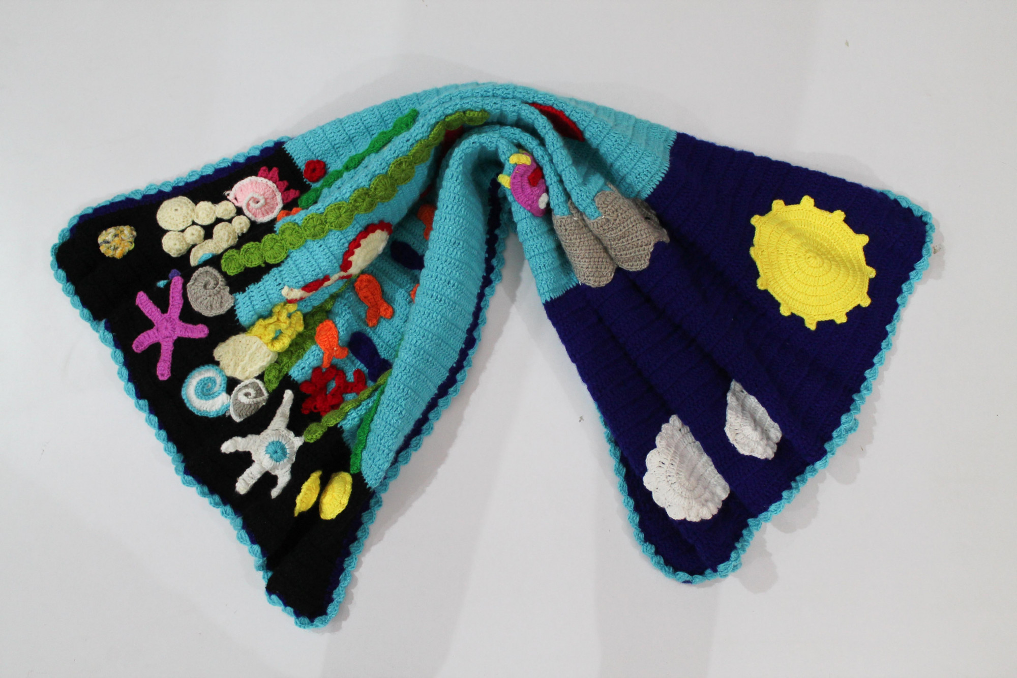 Woonie Handmade Aqualife Theme 40*40 inch Blanket - Blue