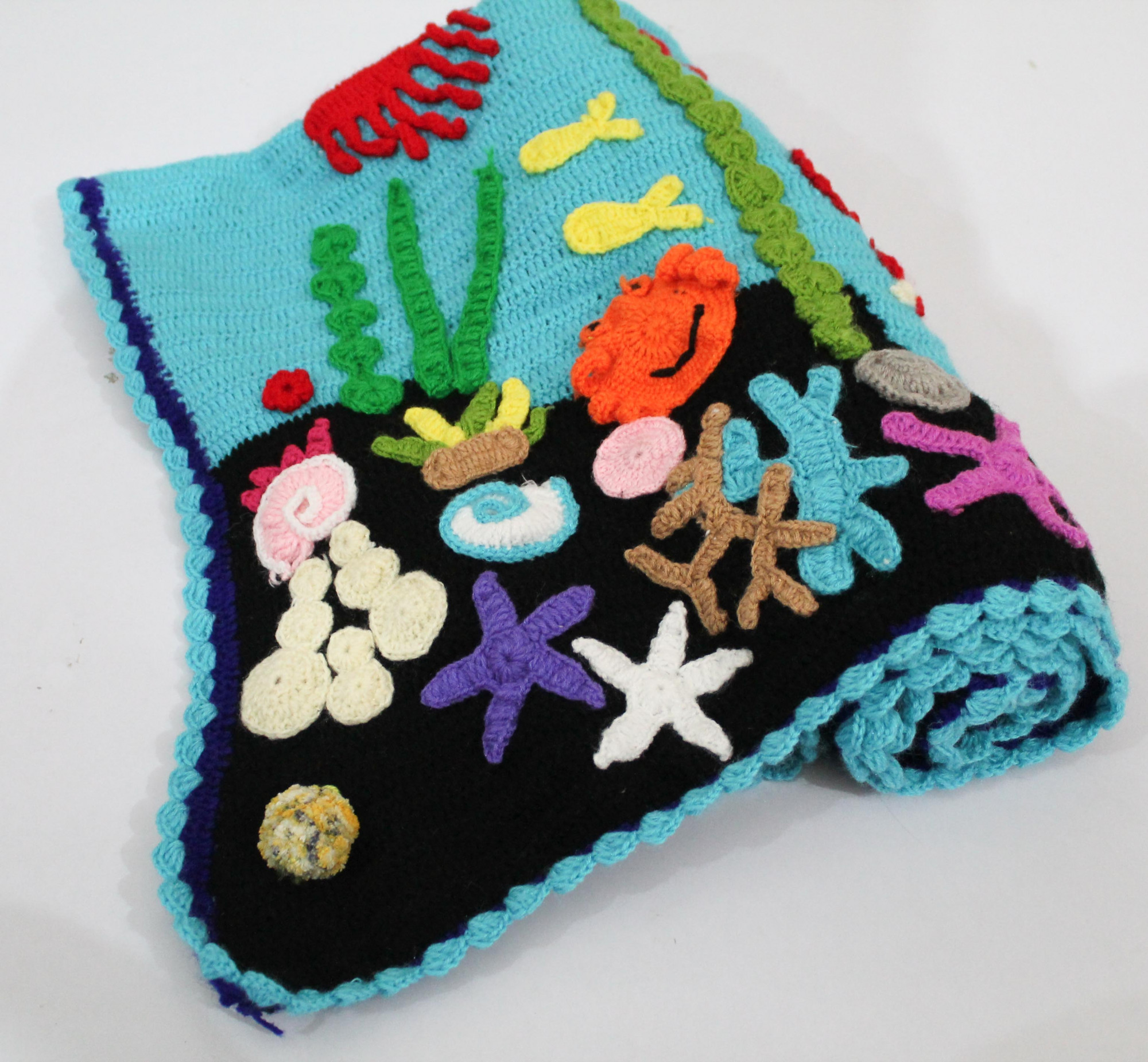 Woonie Handmade Aqualife Theme 40*40 inch Blanket - Blue