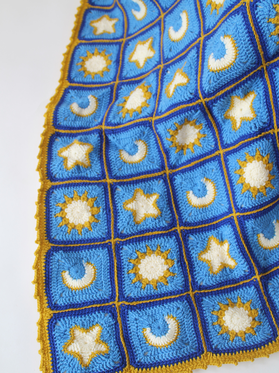 Crochet Celestial Granny Square Blanket - Blue