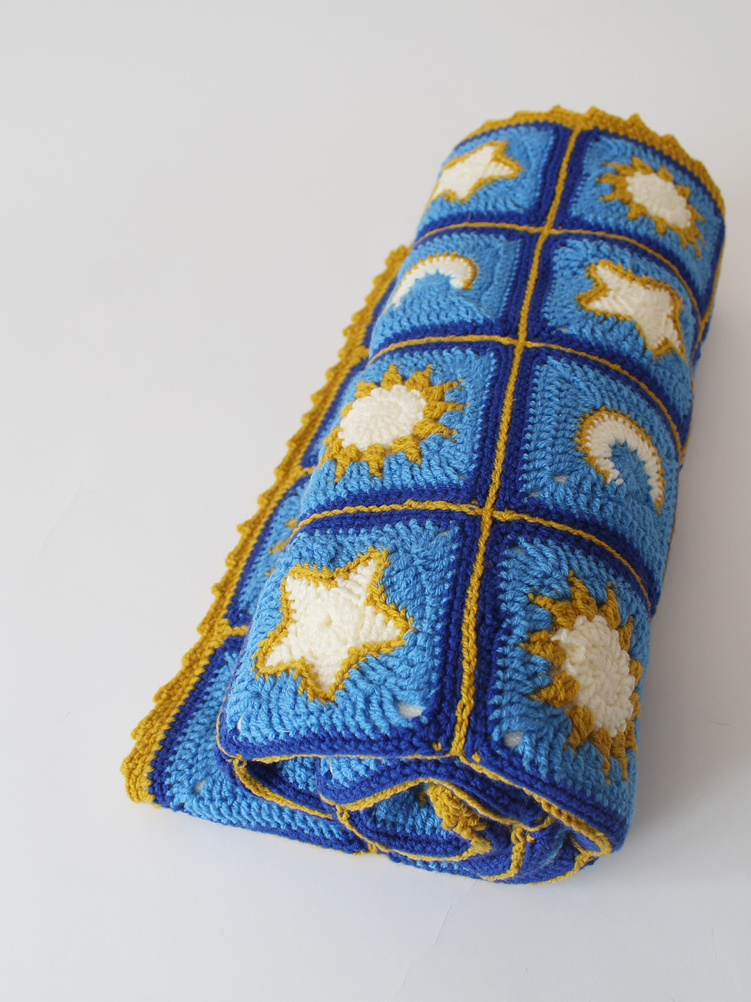 Crochet Celestial Granny Square Blanket - Blue