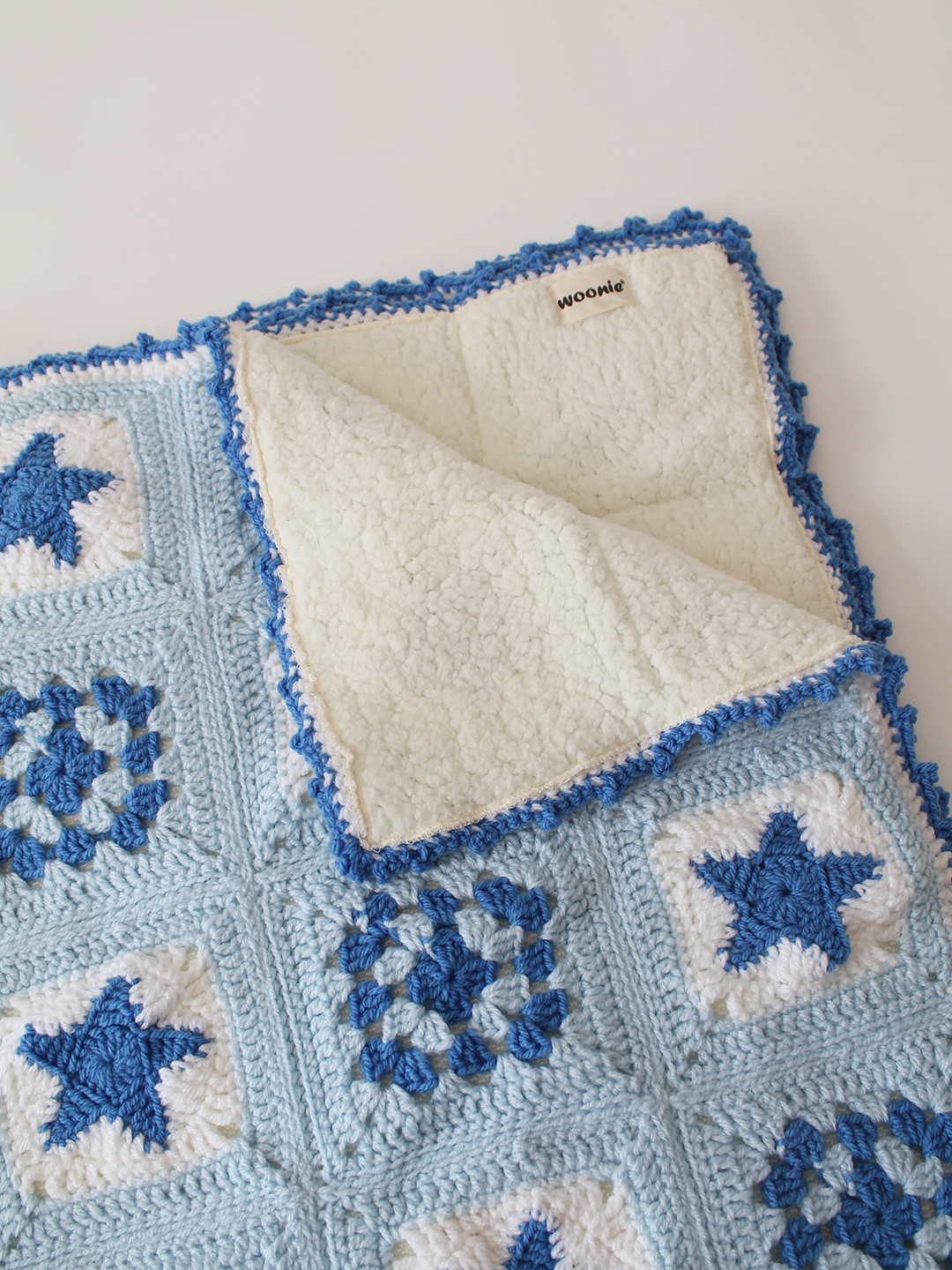Crochet Granny Square Blanket - Sky Blue