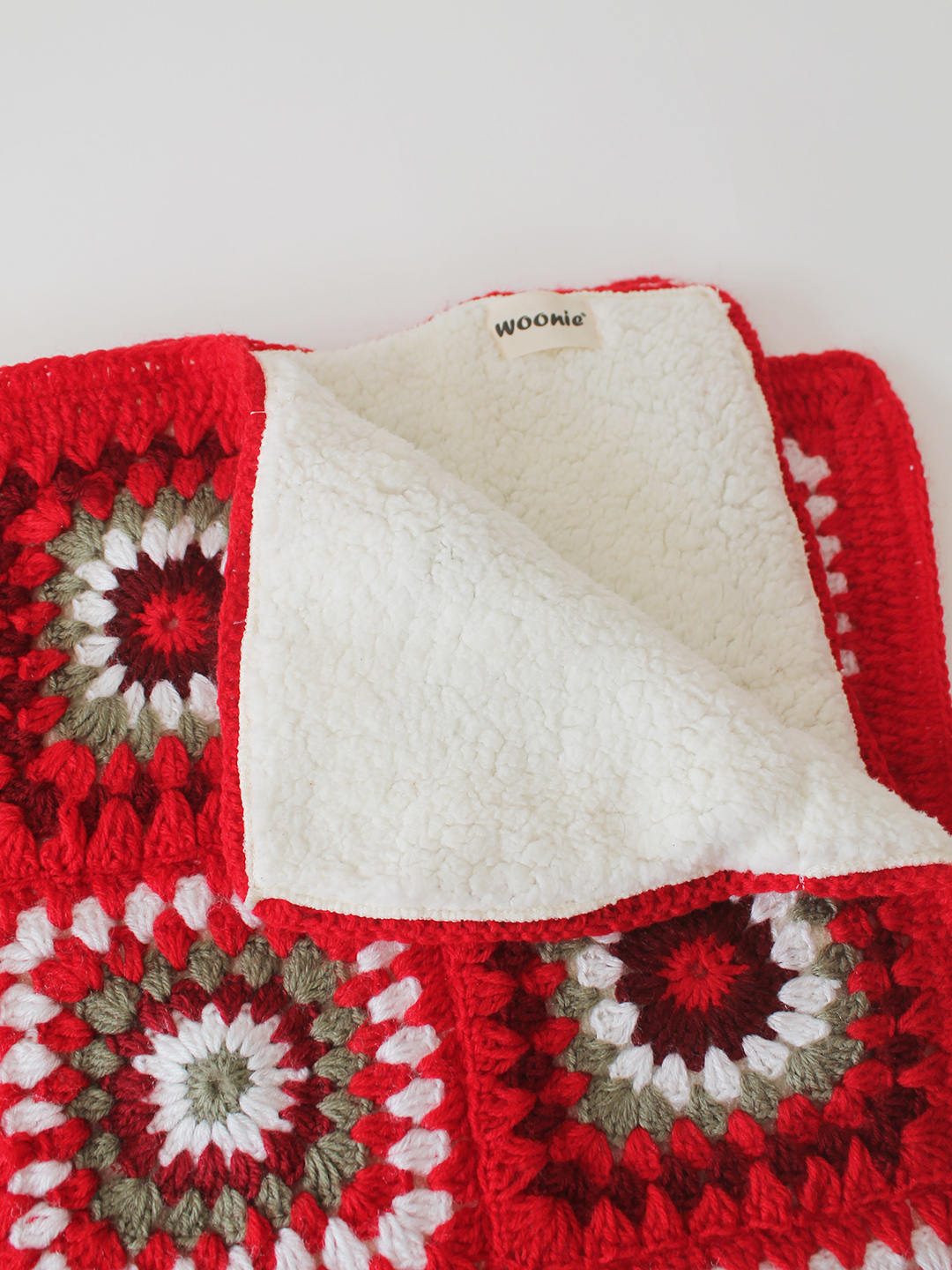 Crochet Granny Square Blanket - Red