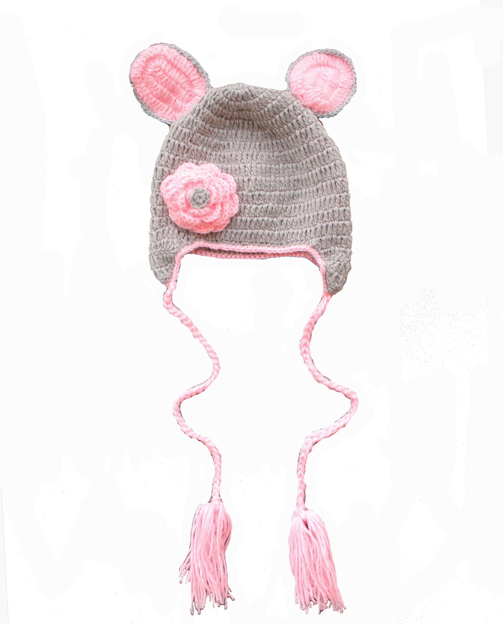 Woonie Handmade Grey Floral Cap for Infants