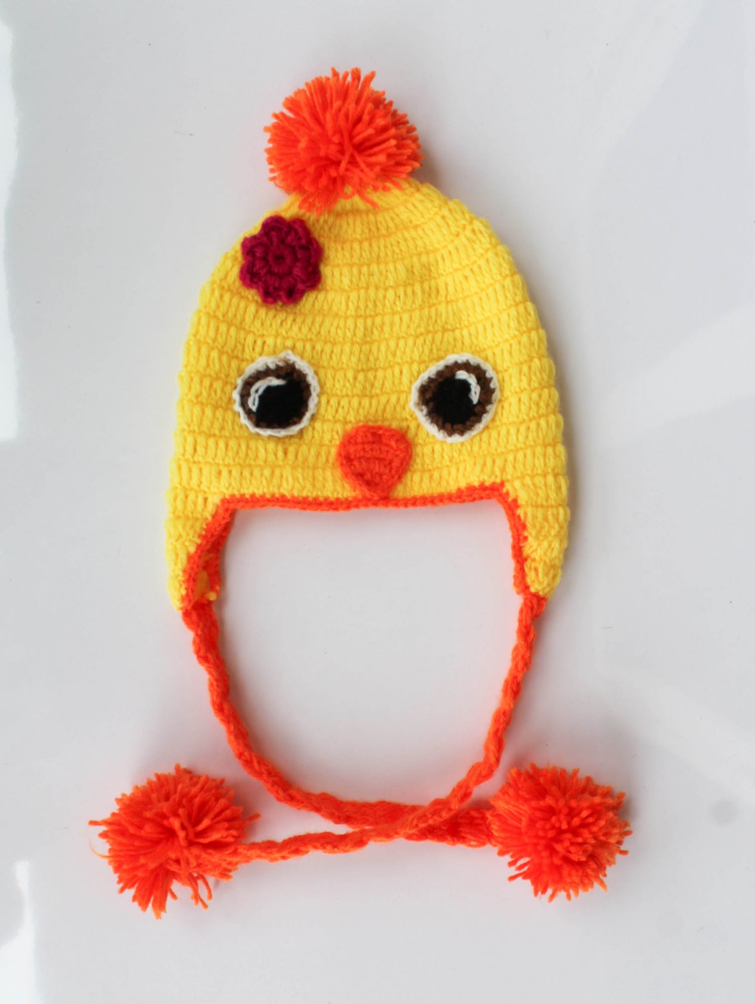 Yellow Bird Woolen Cap for Infants