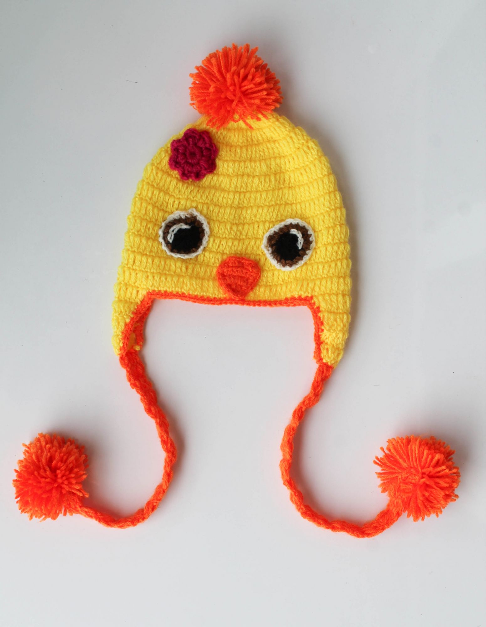 Yellow Bird Woolen Cap for Infants