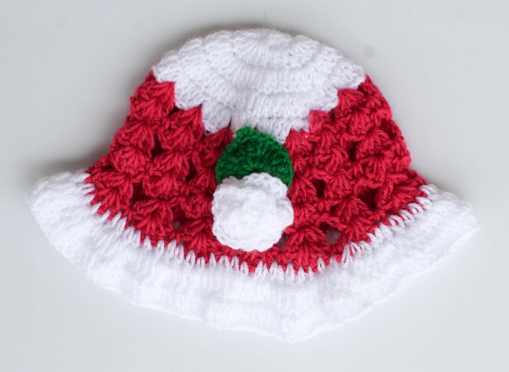 Pink Floral Woolen Cap for Infants