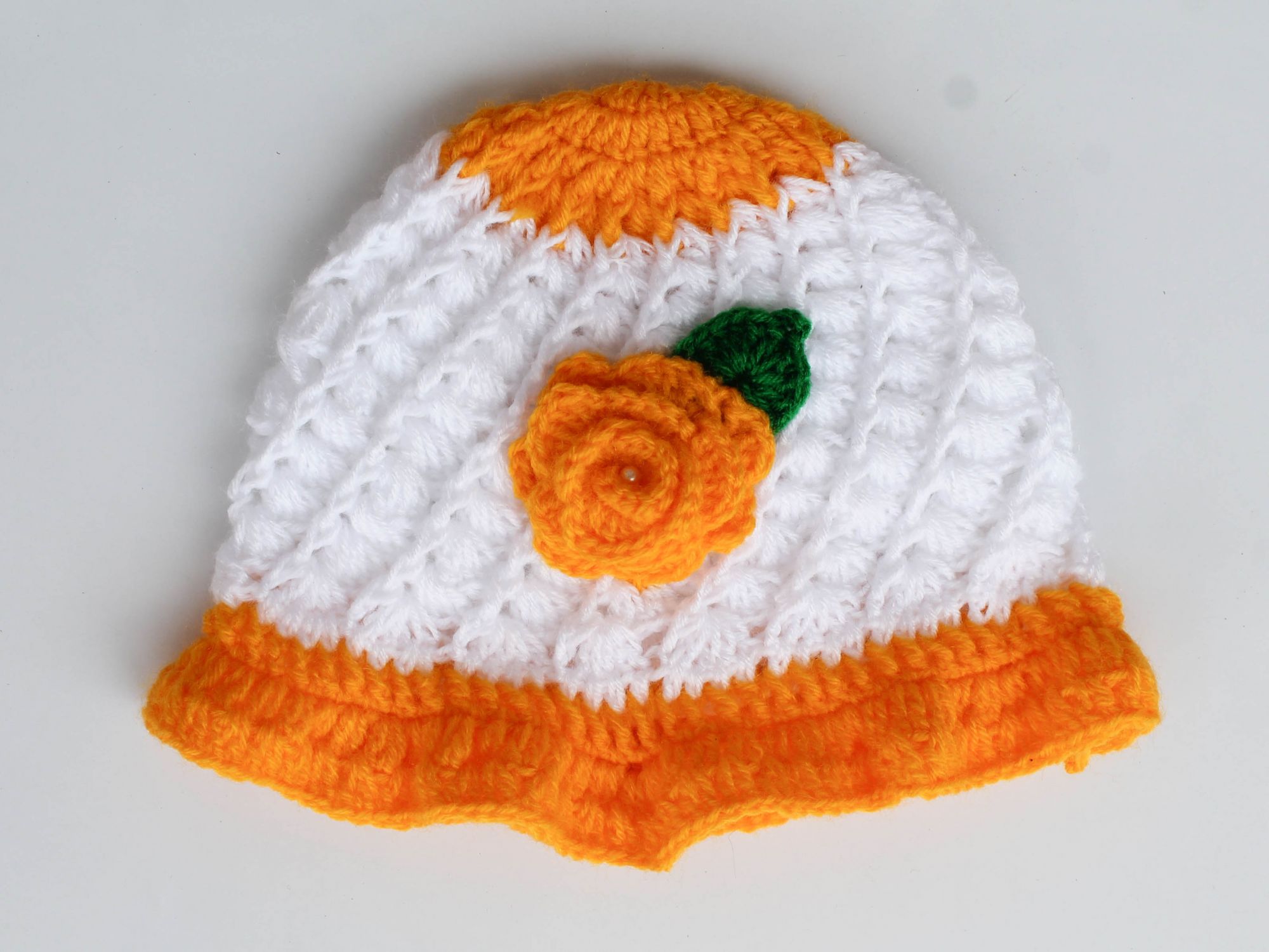 Yellow Floral Woolen Cap for Infants