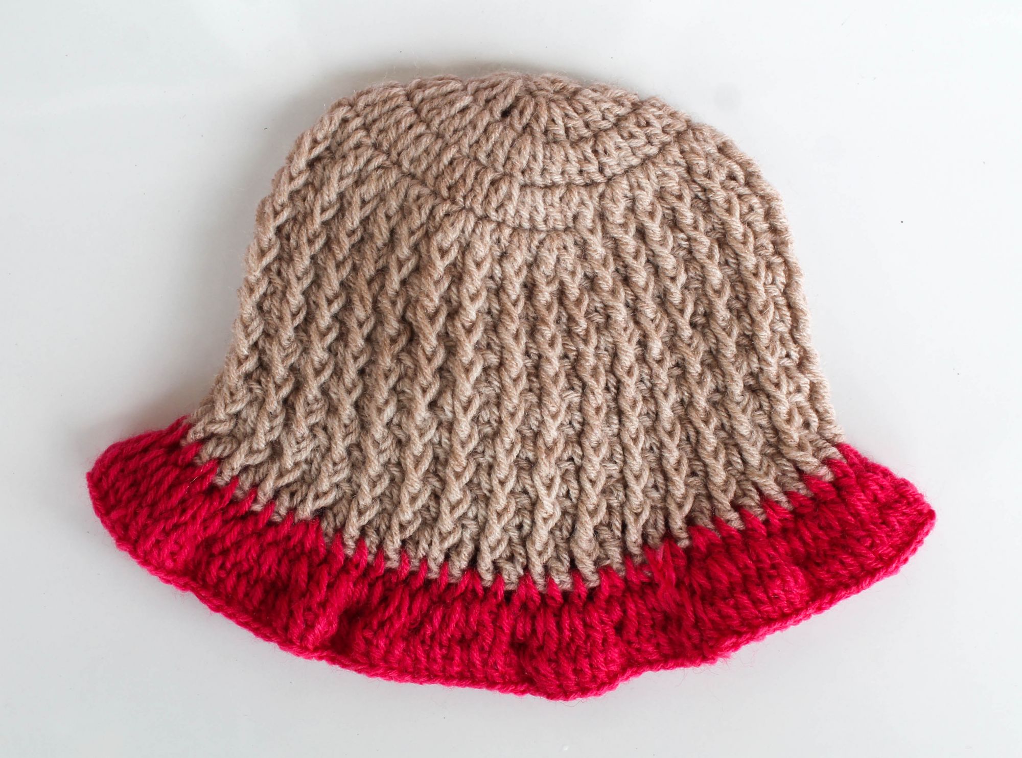 Beige Floral Woolen Cap for Infants