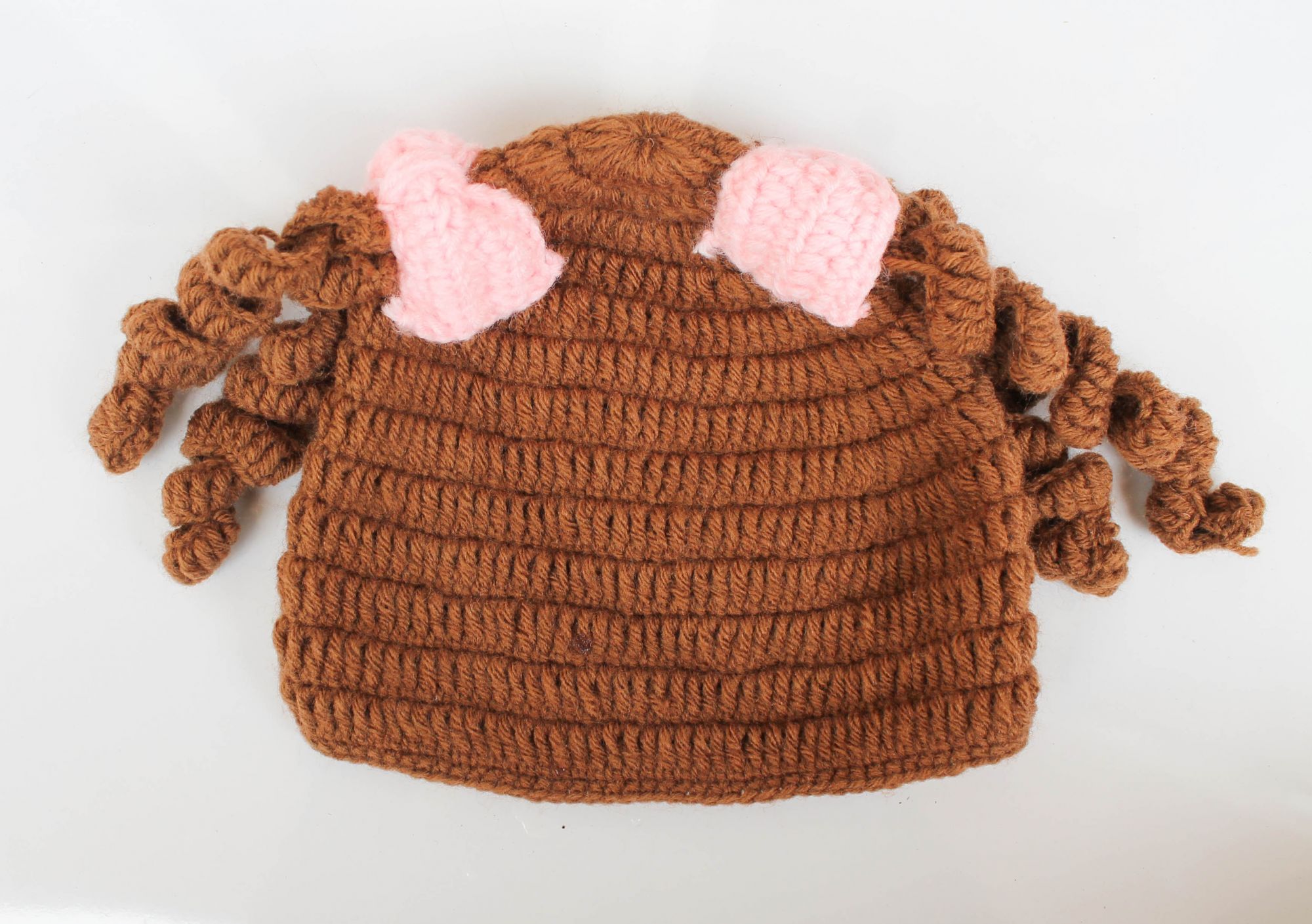 Brown Curly Hair Woolen Cap for Infants